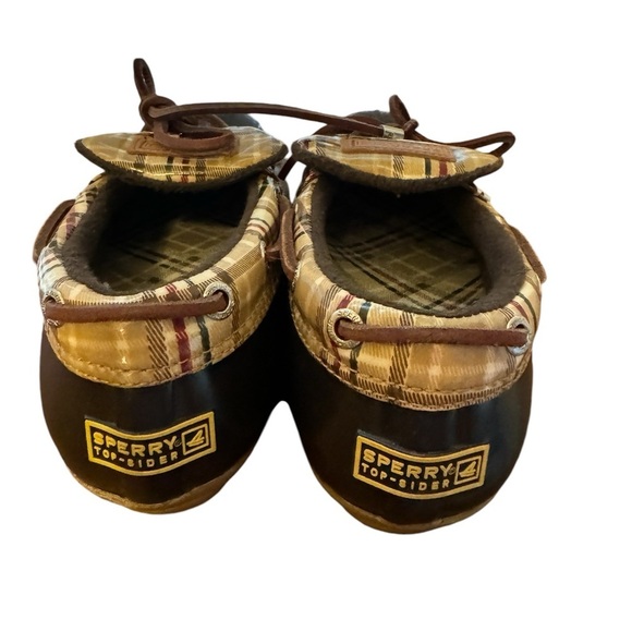 Sperry Top Sider Brown With Plaid Weatherproof Duck Boots Size 6.5 - Picture 3 of 5